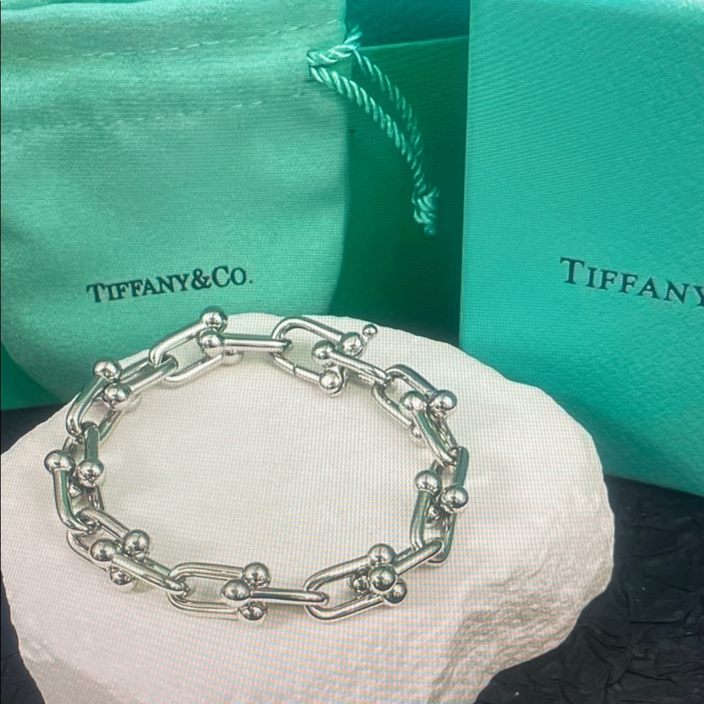 Tiffany & Co Sterling Silver Link Bracelet with Decorative Beads